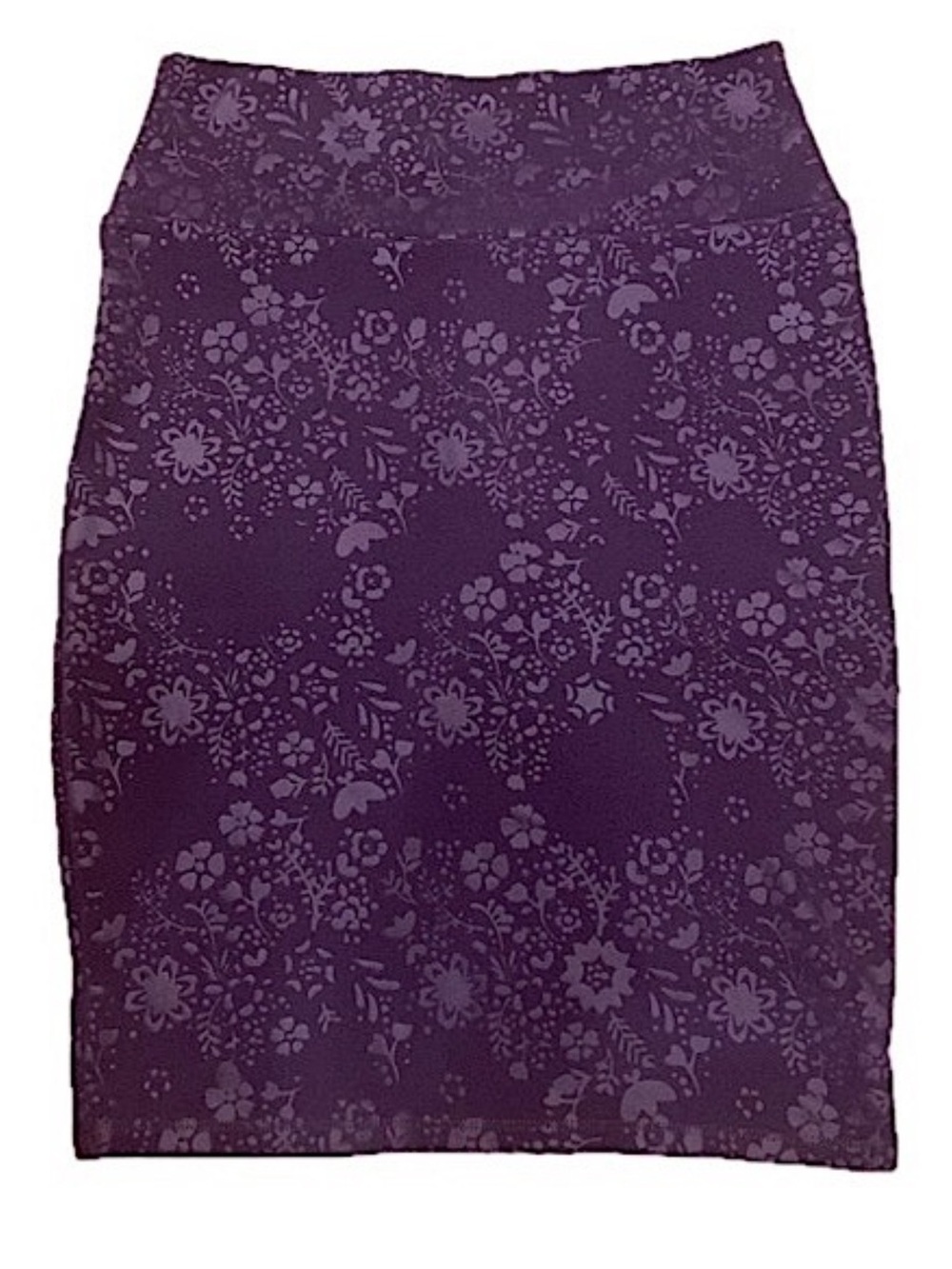 Floral Stretch Knit Pencil Skirt - Deep Purple